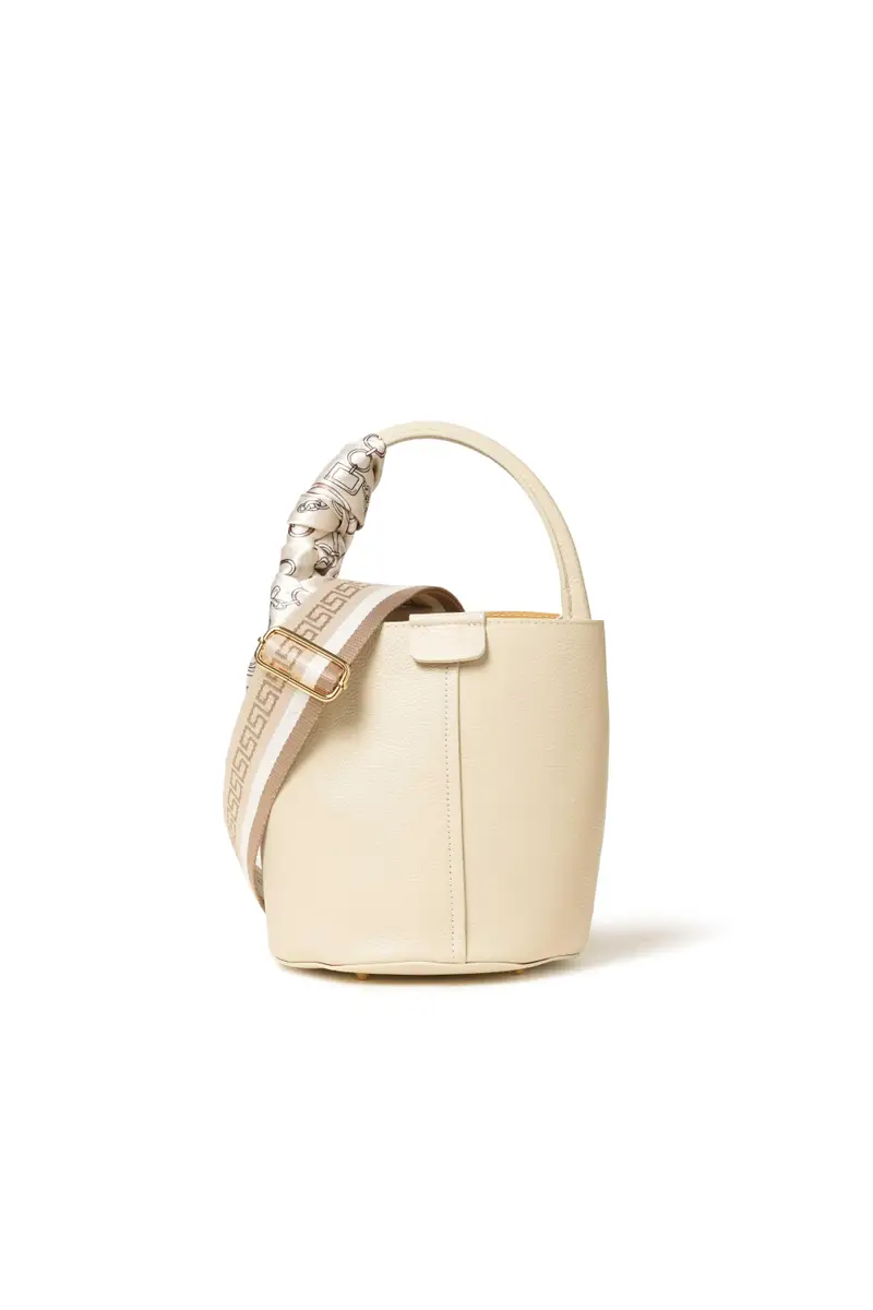Melluso Borsa con tracolla in pelle beige latte bor582