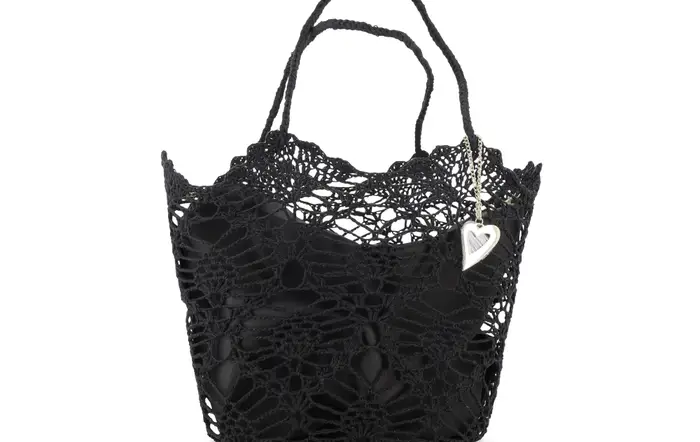 Melluso Borsa in tessuto uncinetto con tasca interna con zip colore nero