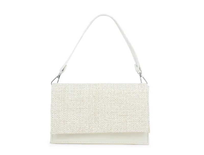 Melluso Borsa pochette con tracolla in tessuto rafia bianco alb013