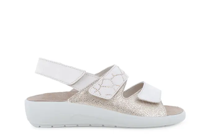 Ciabatta comoda a due fasce con cinturino e velcro beige q60239q