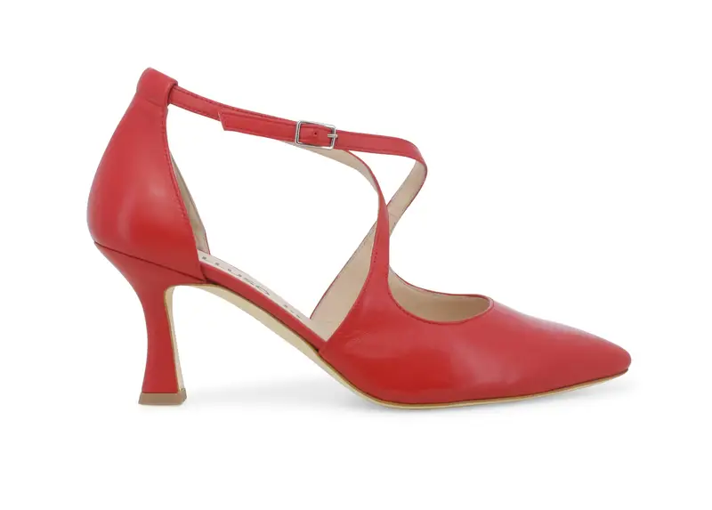 Melluso Décolleté donna cinturino incrociato in tessuto pelle rosso e1631q