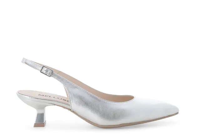 Melluso Décolleté donna slingback in pelle argento d201