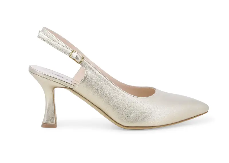 Melluso Décolleté donna slingback in pelle wash platino d165q