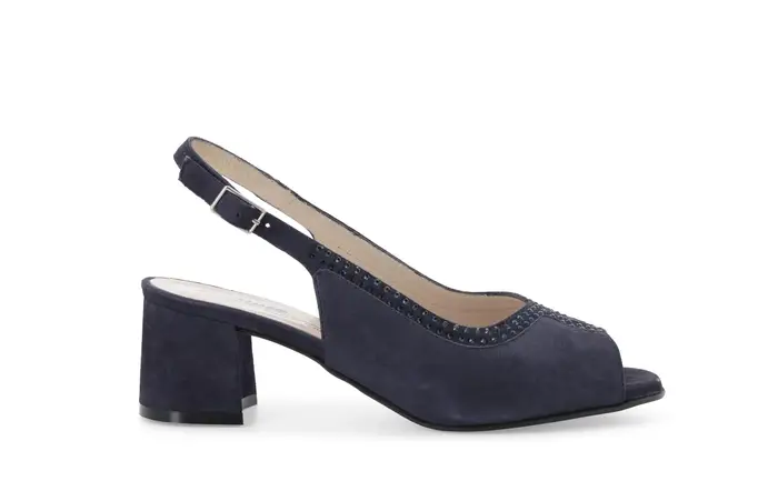 Sandalo donna comodo elegante in camoscio blu notte s633q