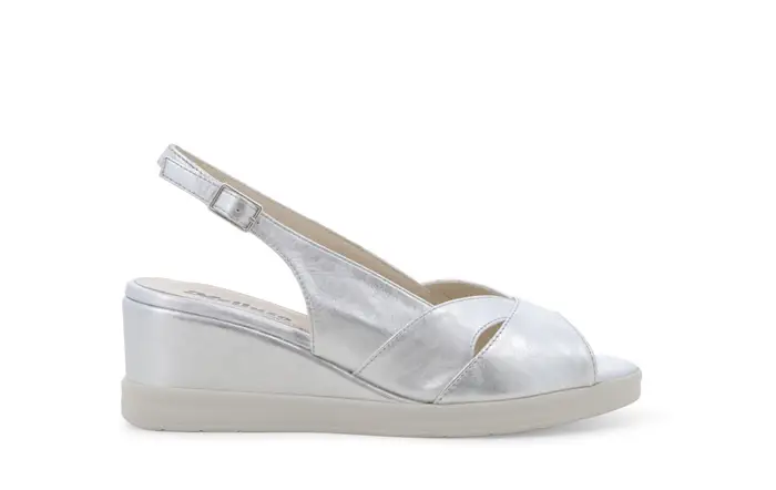 Melluso Sandalo donna comodo in pelle argento r80339q