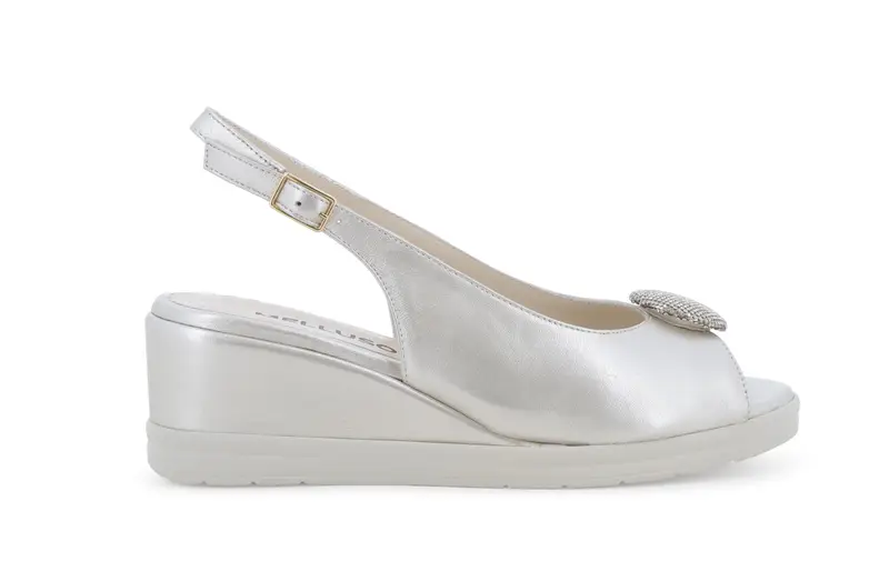 Melluso Sandalo zeppa argento con accessorio gioiello r80432q
