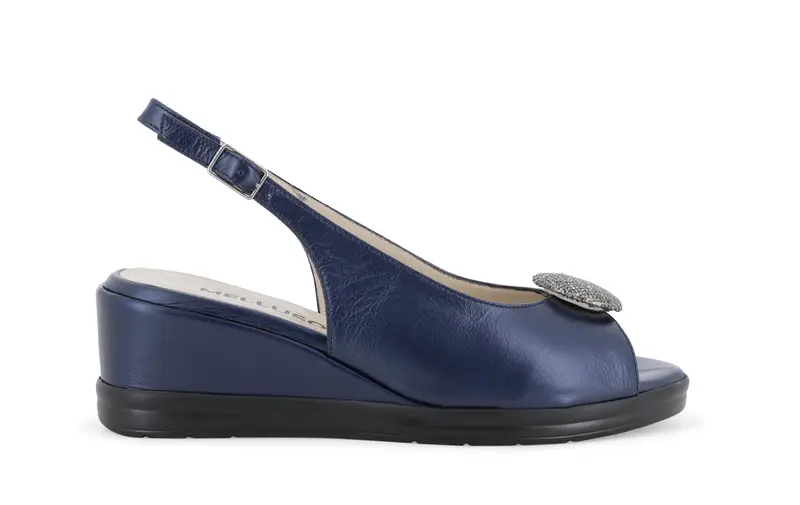 Melluso Sandalo zeppa blu con accessorio gioiello r80432q