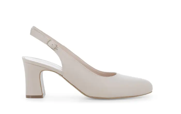 Melluso Slingback chiusa in pelle color beige chiaro con tacco medio x516q