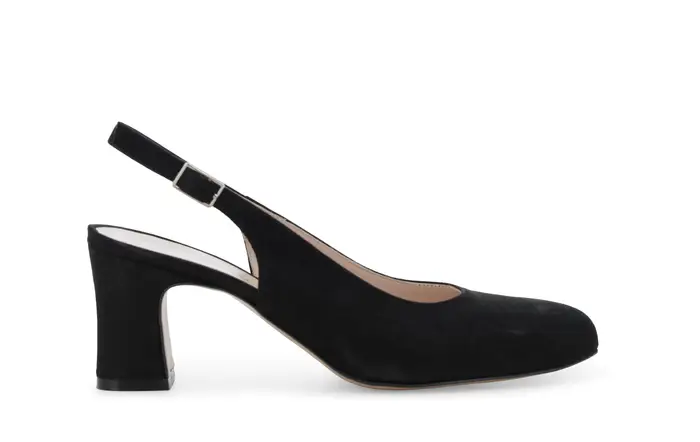 Melluso Slingback classica in camoscio nero con tacco a blocco x516q