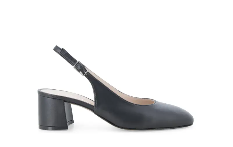 Melluso Slingback comfort in pelle nera con tacco a blocco d180q