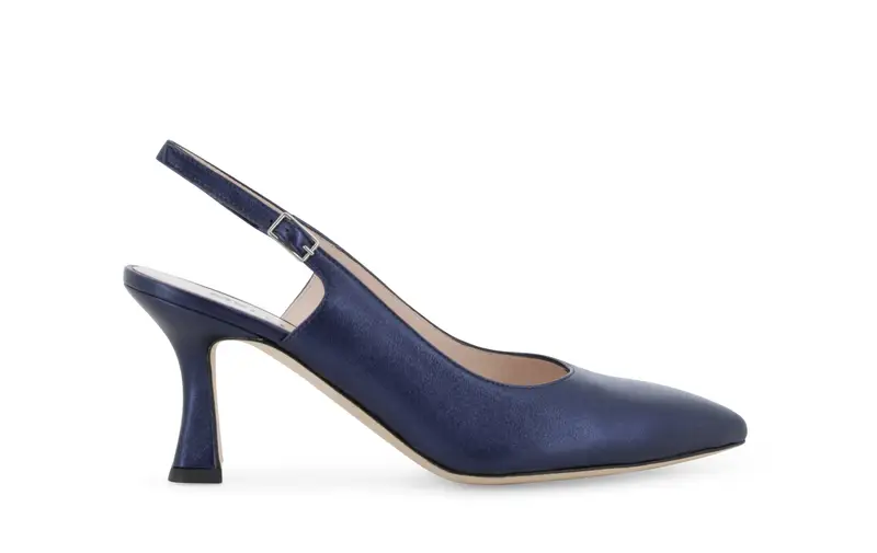 Melluso Slingback elegante a punta in pelle blu metallizzato d165q