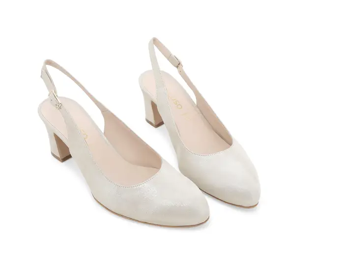 Melluso Slingback elegante color champagne laminato con tacco medio x516q