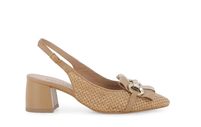 Melluso Slingback intrecciata color cuoio con fiocco v311q