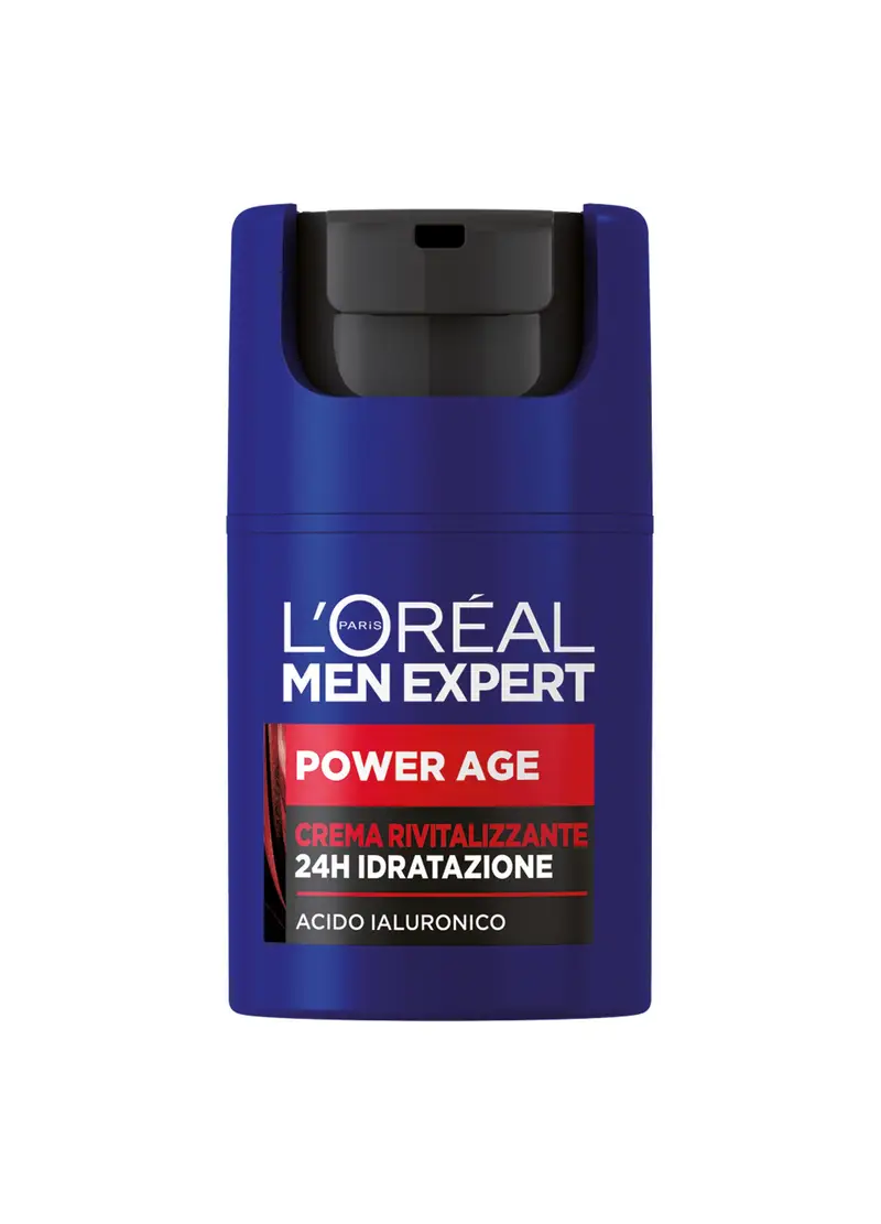 MEN EXPERT L’oréal Paris Power Age, Crema Rivitalizzante 24h Idratazione, Con Acido Ialuronico, 50ml., Uomo, Bianco