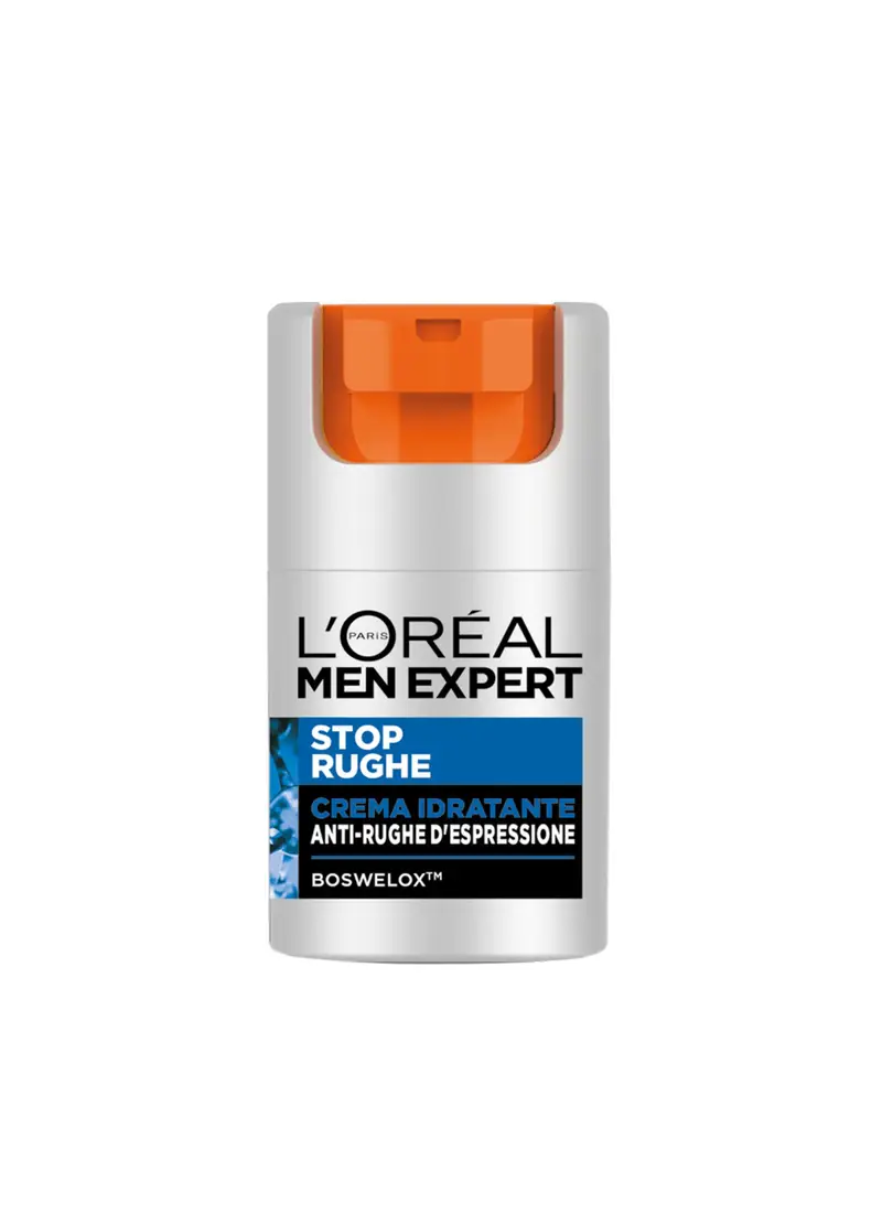 MEN EXPERT L'oréal Paris Stop Rughe, Crema Idratante Anti-rughe D'espressione, Con Boswelox, 50 Ml., Uomo, Bianco