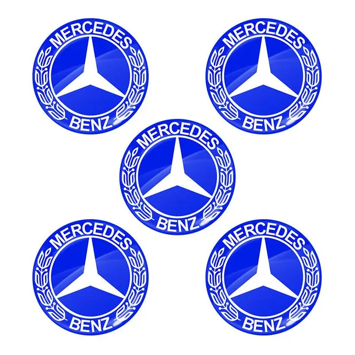 5/10 Pezzi Adesivi Emblema Chiave Auto 14mm Accessori Logo Chiave Controllo Auto Per Mercedes Benz GLE GLC Classe A B C E W176 W246 W205 W213 AMG Car Styling 5pcs blue