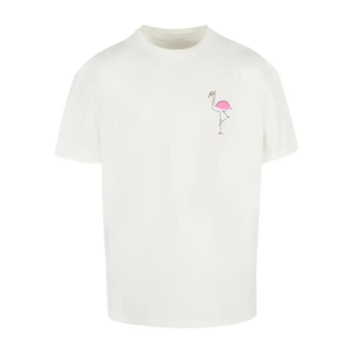 Merchcode T-shirt oversize Flamingo Heavy Blanc