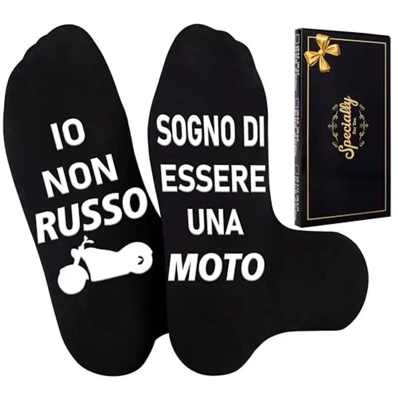 Merclix Regalo Uomo Compleanno Calzini Uomo Divertenti 43-46 Regalo Papà Nonno Marito Fidanzato Lui Motociclisti Natale San Valentino Festa