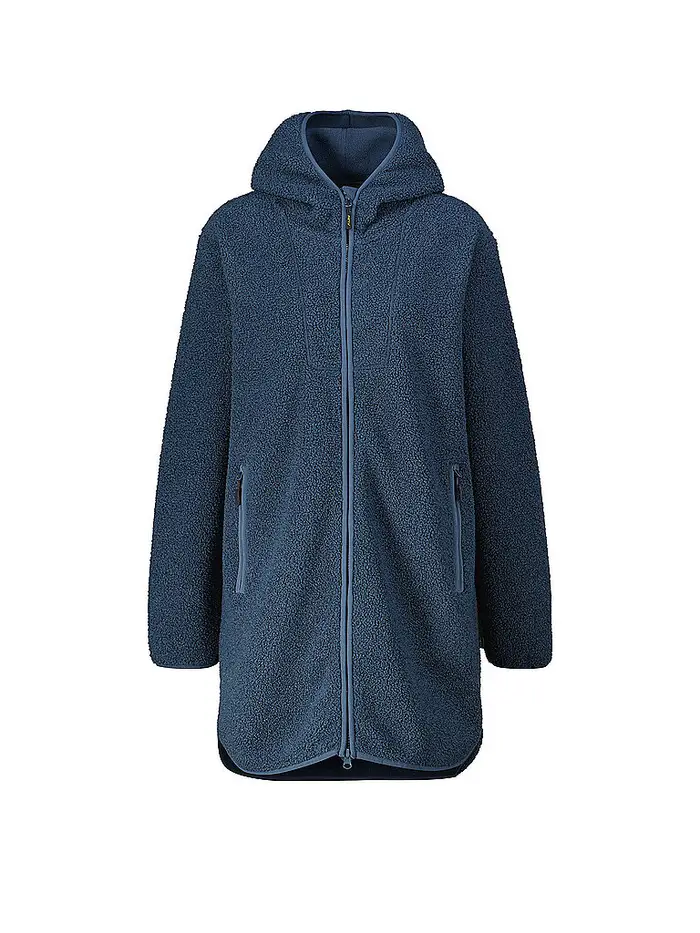 Meru Cappotto invernale da donna Sigtuna con cappuccio in pile teddy blu