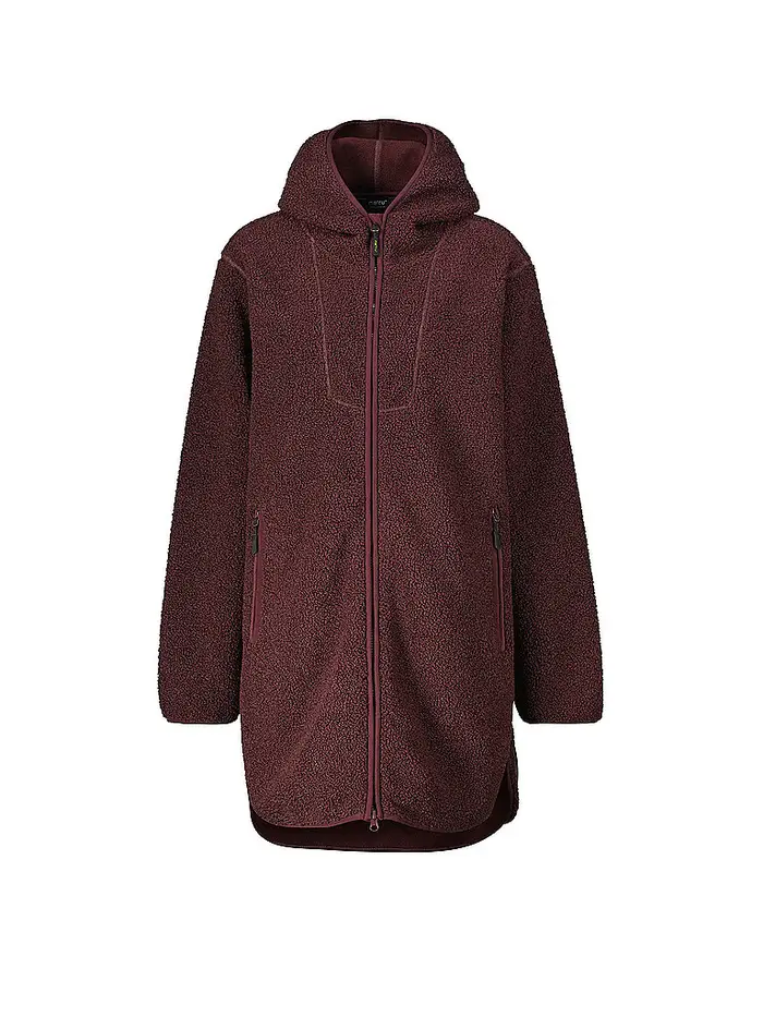 Meru Cappotto invernale da donna Sigtuna con cappuccio in pile teddy rame