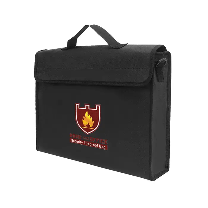 Meterk Borsa portadocumenti ignifuga per denaro, contanti, carte bancarie, passaporti, oggetti di valore, organizer, cassaforte 38 * 28 * 7