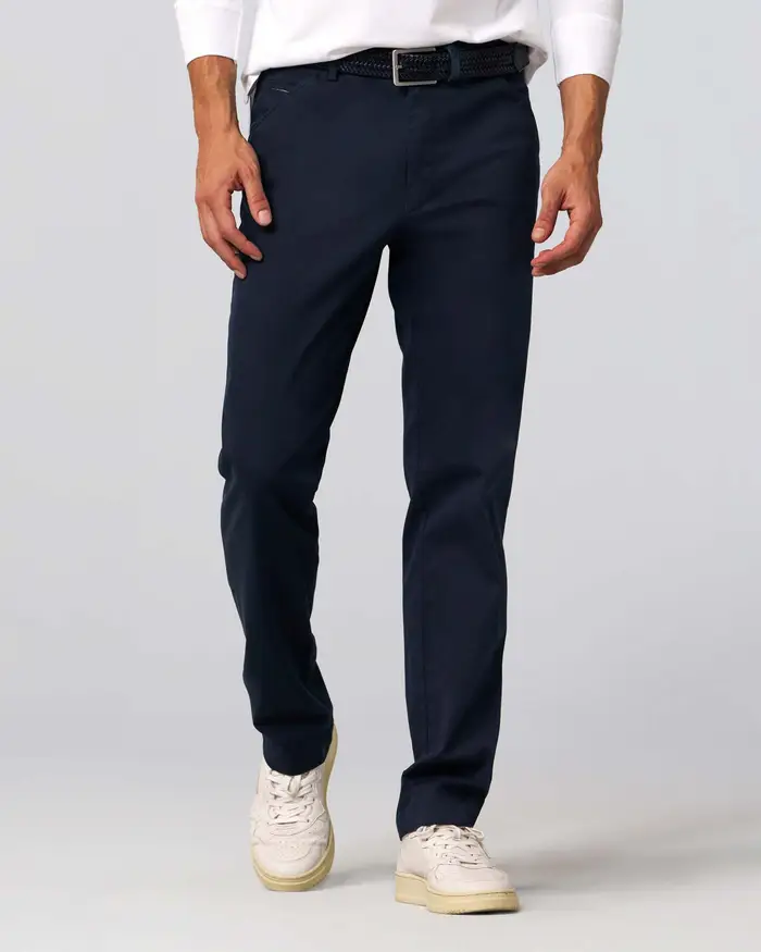 Pantalone chino Tokyo blu in tessuto armaturato di cotone stretch drop 6