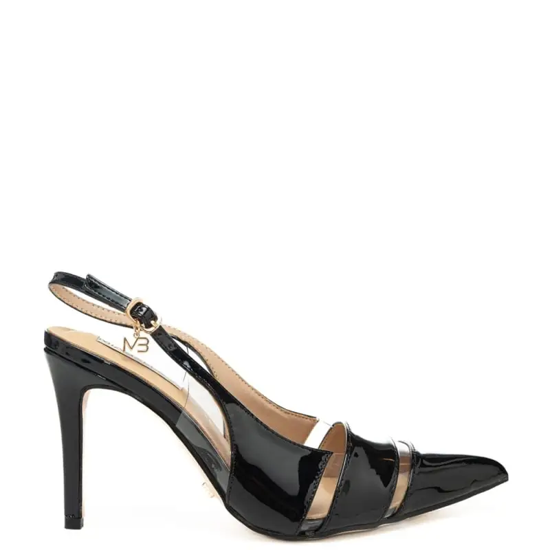 Miabelle scarpe alte da donna con inserti in silicone trasparente e tacco a punta nere