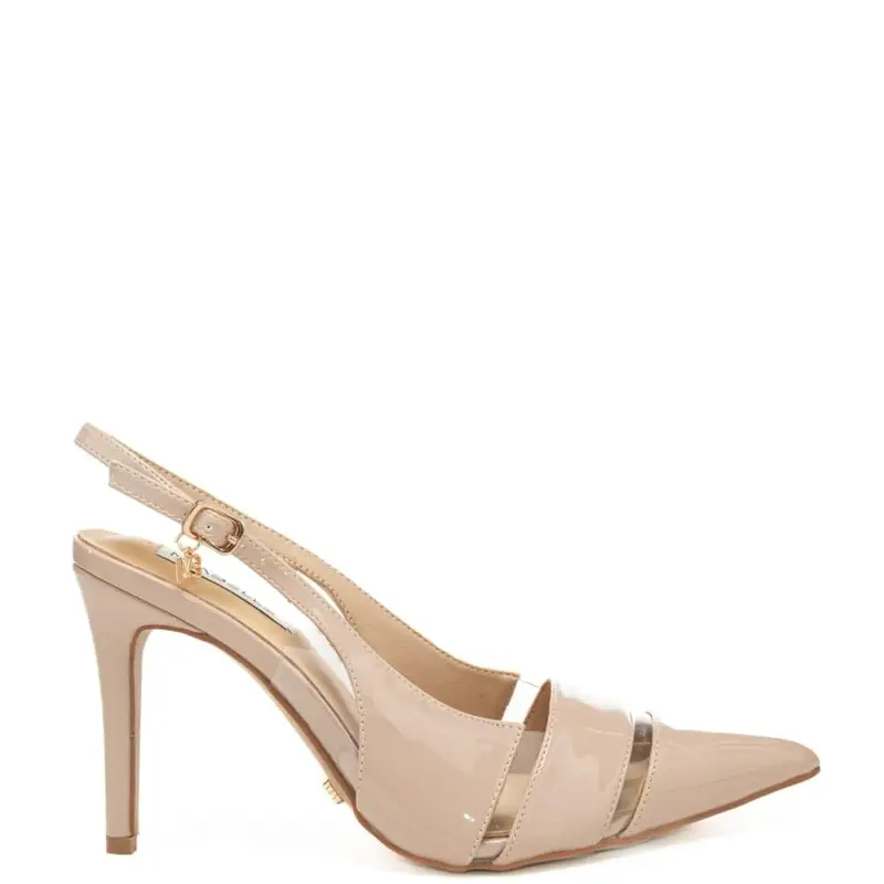 Miabelle scarpe alte da donna con inserti in silicone trasparente e tacco a punta nude