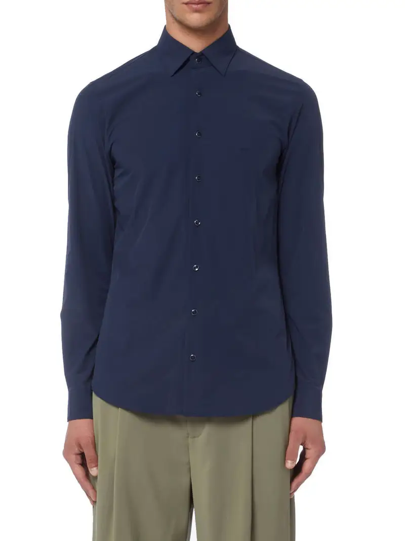 camicia classica michael kors performance slim da uomo - blu