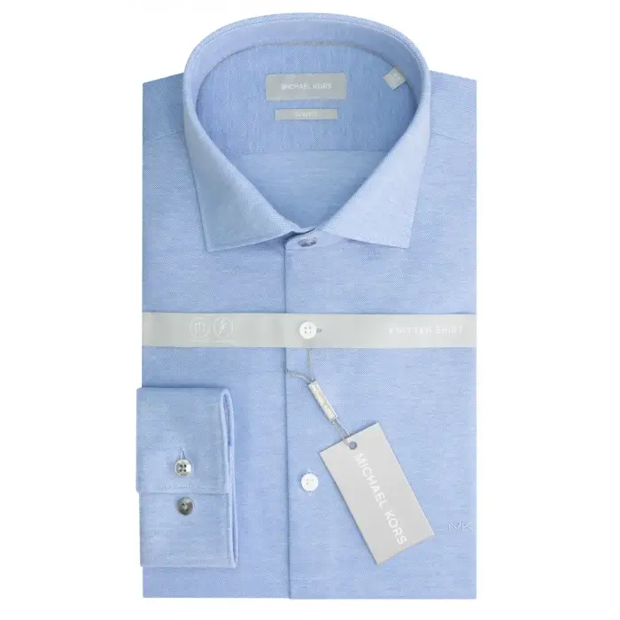 Camicia slim in piqué Michael Kors Solid Bleu