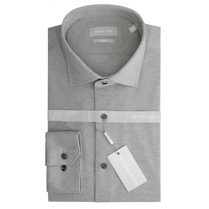Camicia slim in piqué Michael Kors Solid Gris