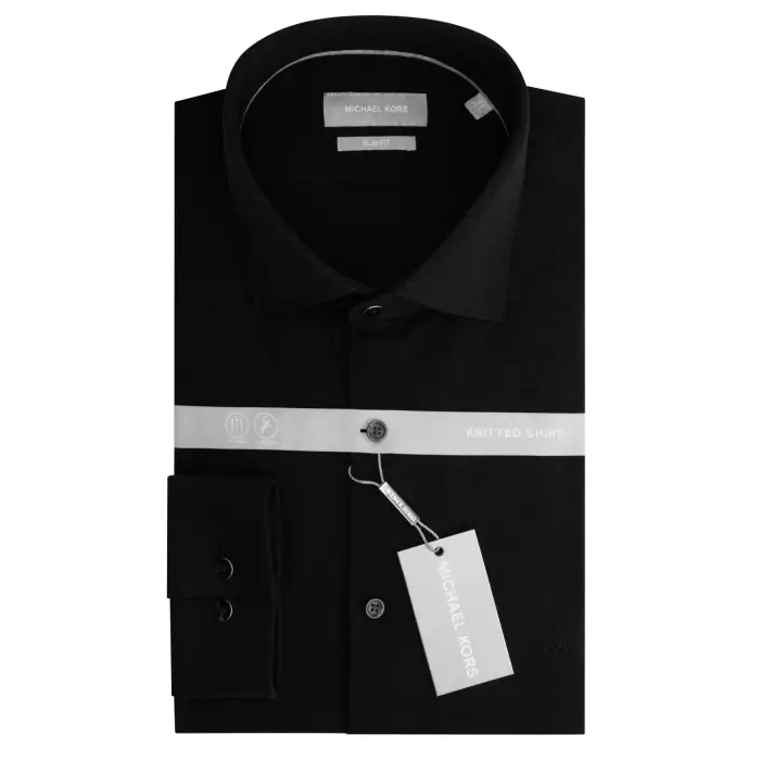 Camicia slim in piqué Michael Kors Solid Noir
