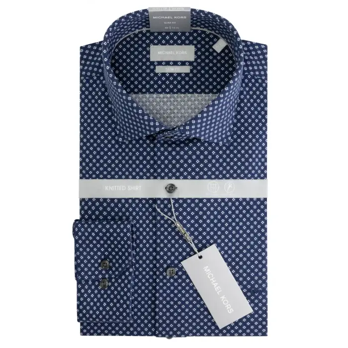 Camicia slim in piqué stampata Michael Kors Bleu