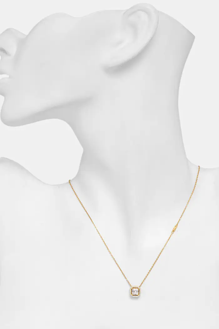 collana con ciondolo da donna in argento placato oro con zirconia miniatura 4