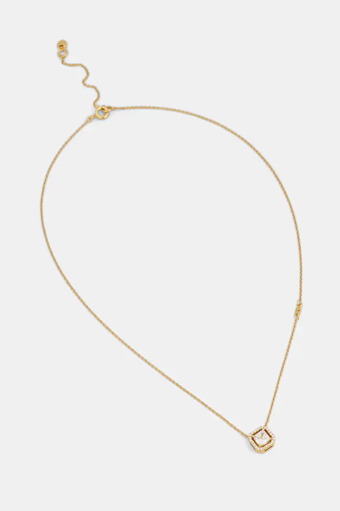 collana con ciondolo da donna in argento placato oro con zirconia