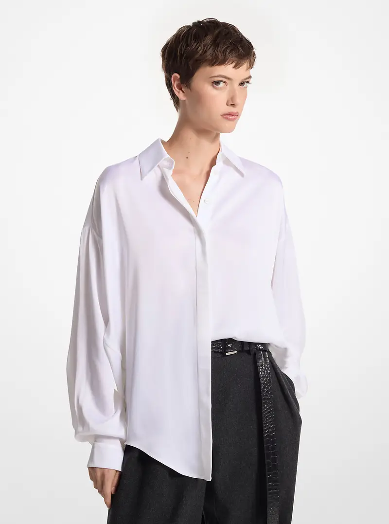 MICHAEL KORS COLLECTION MK Camicia in charmeuse - Bianco - Michael Kors