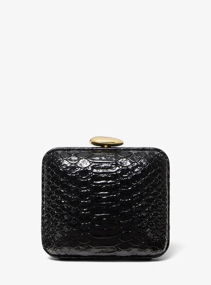 MICHAEL KORS COLLECTION MK Minaudière Tina mini in pelle stampa pitone - Nero - Michael Kors