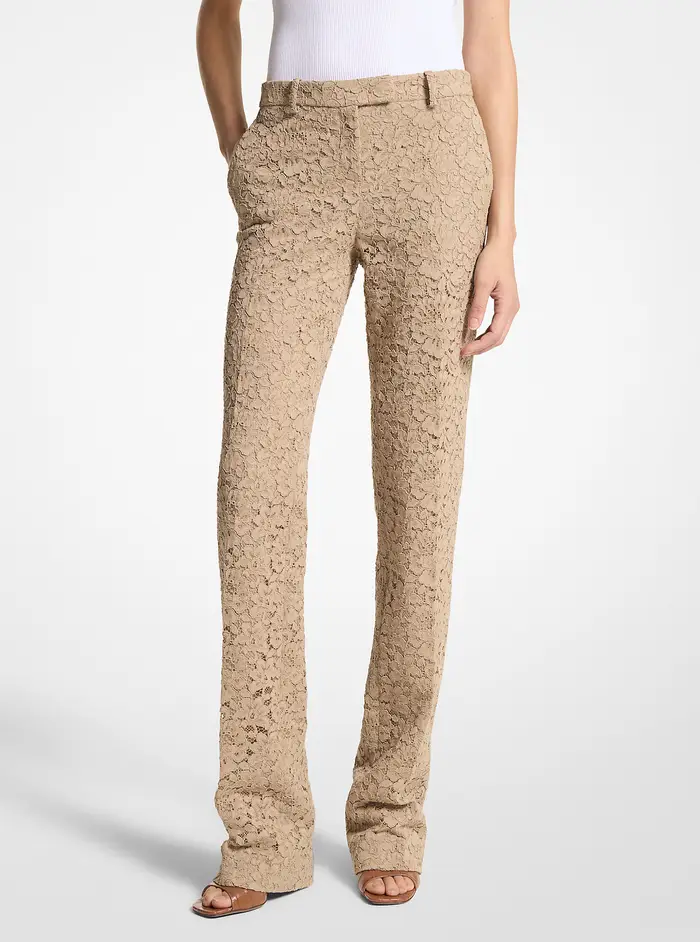 MK Pantaloni Carolyn a gamba dritta in pizzo floreale - Naturale - Michael Kors