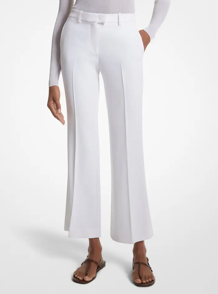 MK Pantaloni cropped svasati Haylee in doppio crêpe sablé - Bianco - Michael Kors