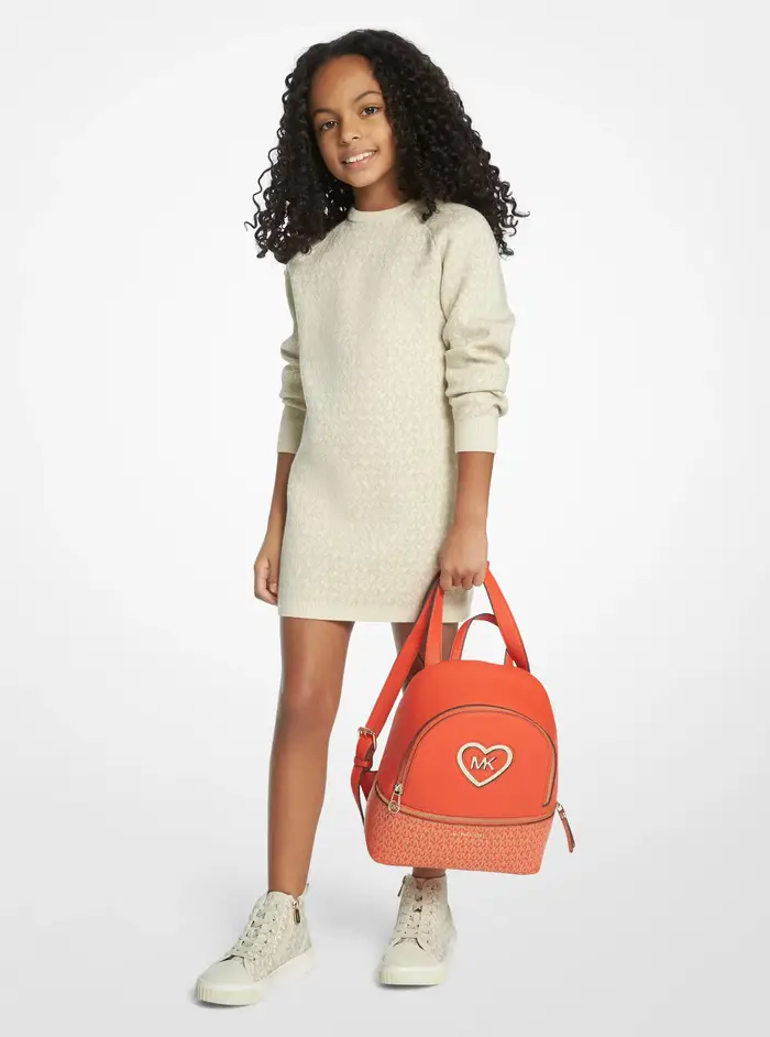 Michael Kors Kids MK Abito in maglia con logo metallizzato - Naturale - Michael Kors