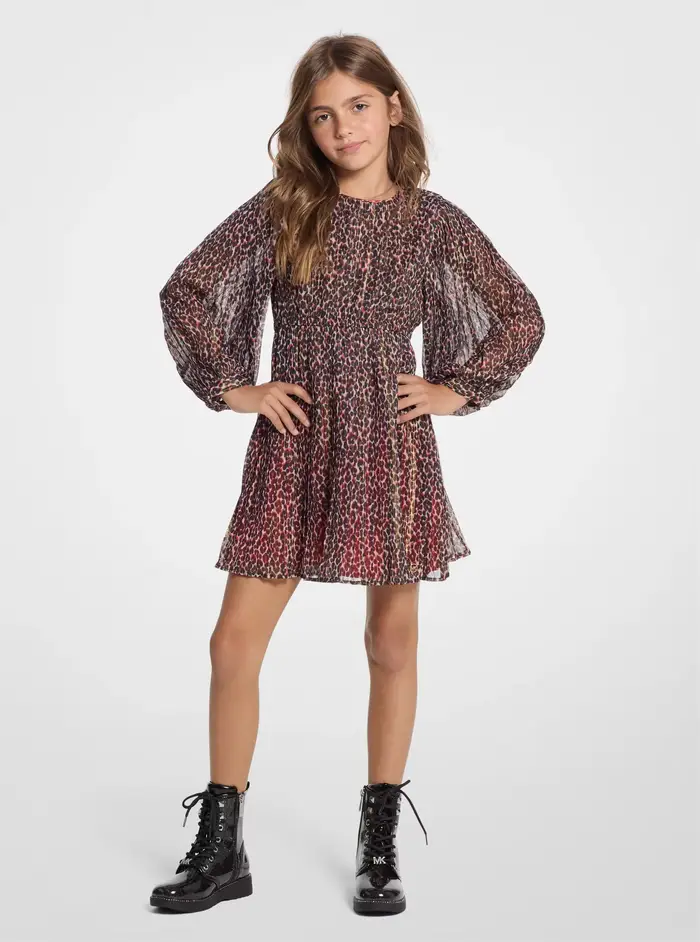Michael Kors Kids MK Abito leopardato effetto metallizzato - Marrone - Michael Kors