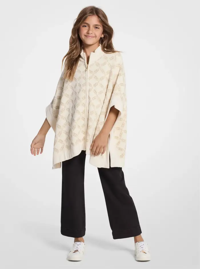 Michael Kors Kids MK Cappa in maglia strutturata con zip e logo Empire Diamond - Naturale - Michael Kors