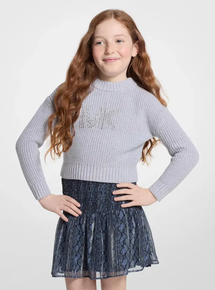 Michael Kors Kids MK Maglione in misto cotone con logo - Grigio - Michael Kors