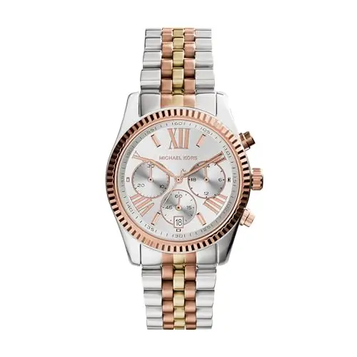 Michael Kors Lexington orologio al quarzo cronografo con cinturino in acciaio inossidabile Argento e tono oro per donna