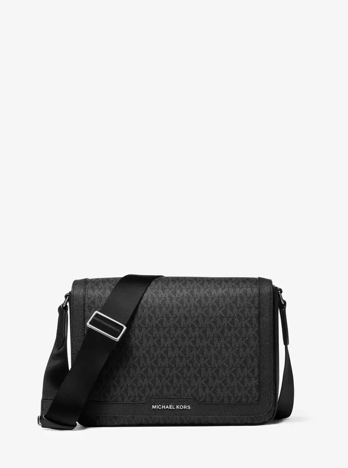 Michael Kors Mens MK Borsa a tracolla Hudson con logo - Nero - Michael Kors