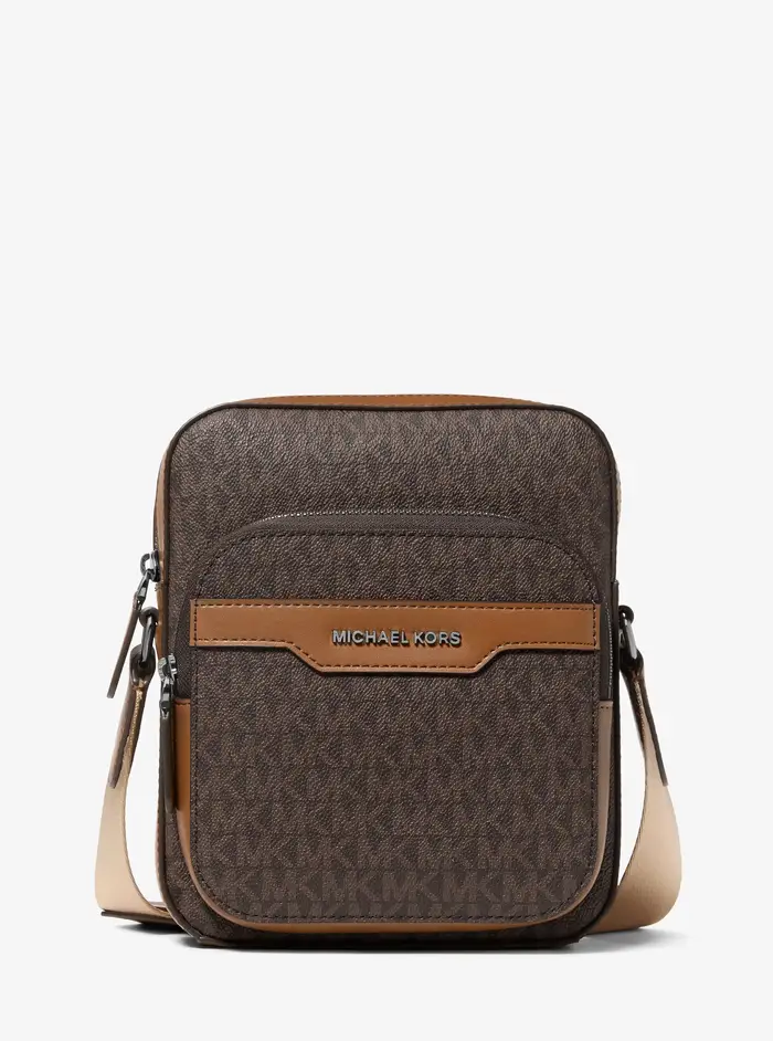 Michael Kors Mens MK Borsa da viaggio Hudson mini con stampa logo - Marrone - Michael Kors