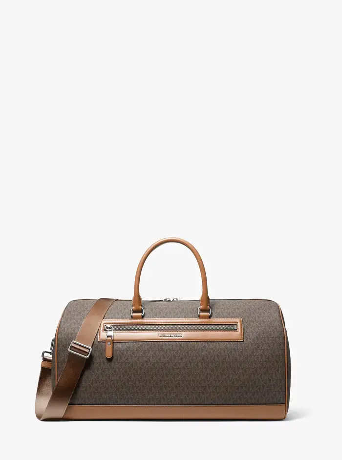 Michael Kors Mens MK Borsa da weekend Jet Set con stampa logo - Marrone - Michael Kors