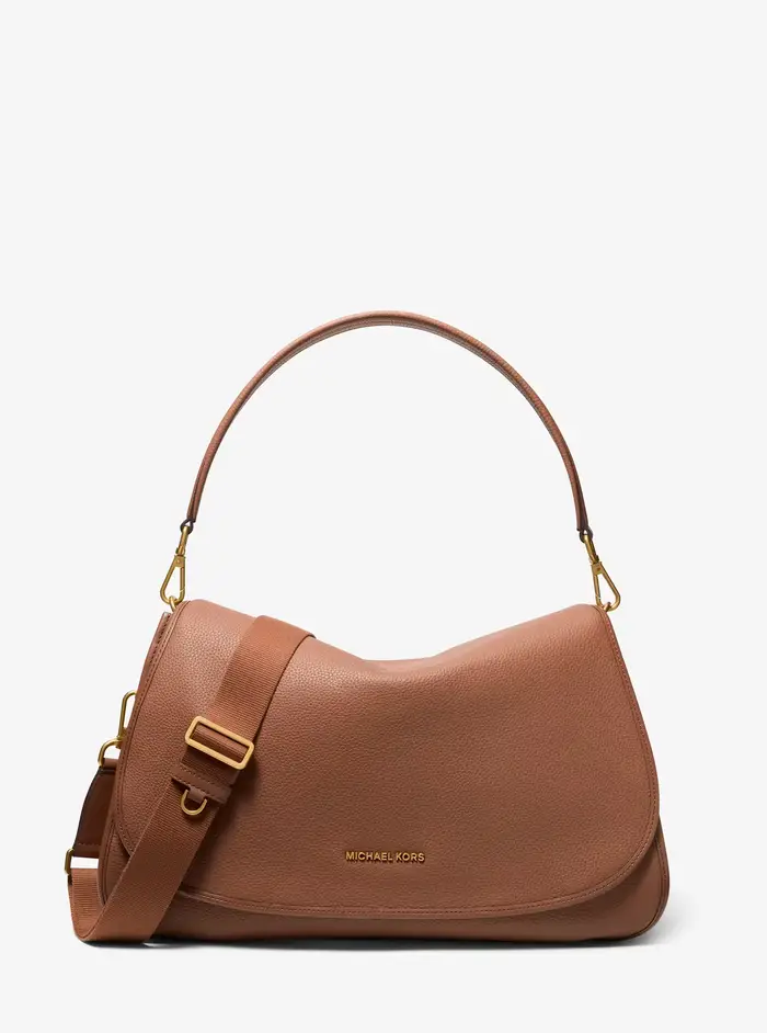 Michael Kors Mens MK Borsa messenger Holmes convertibile extra large in pelle martellata - Marrone - Michael Kors