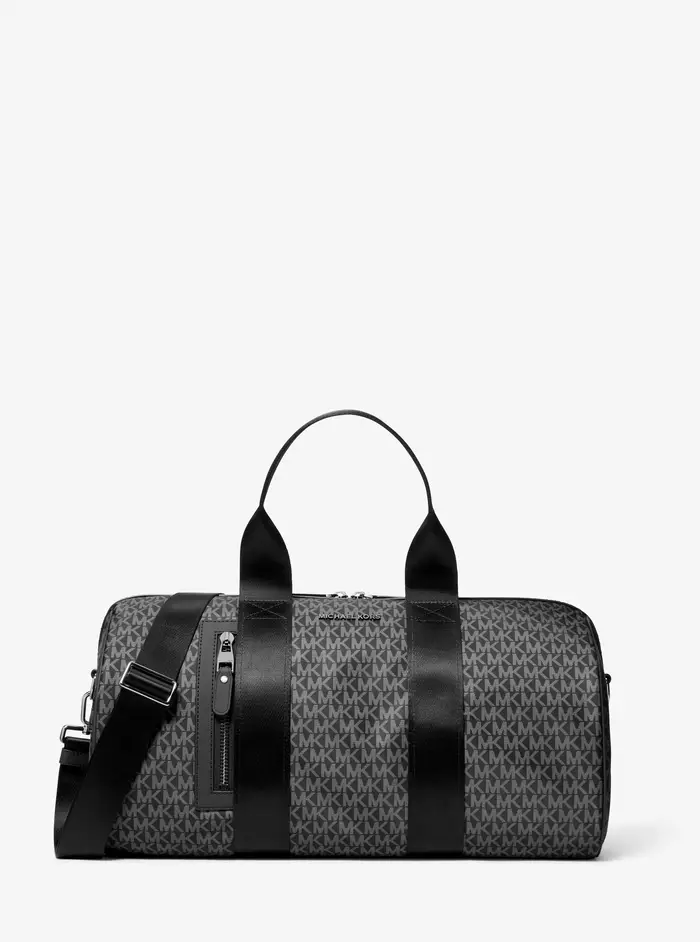 Michael Kors Mens MK Borsone Brooklyn grande con stampa logo - Nero - Michael Kors
