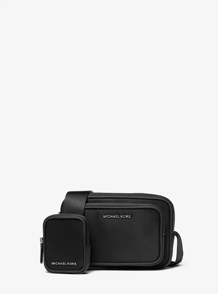 Michael Kors Mens MK Camera bag Brooklyn in nylon con pochette - Nero - Michael Kors